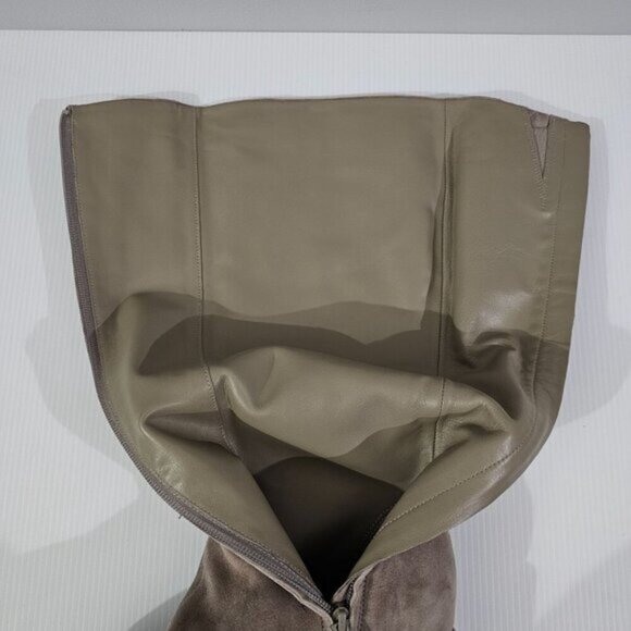 Vince Maggie Knee High Boot Womens 8 Taupe Suede Tall Block Heel Fall Neutral - Picture 10 of 14